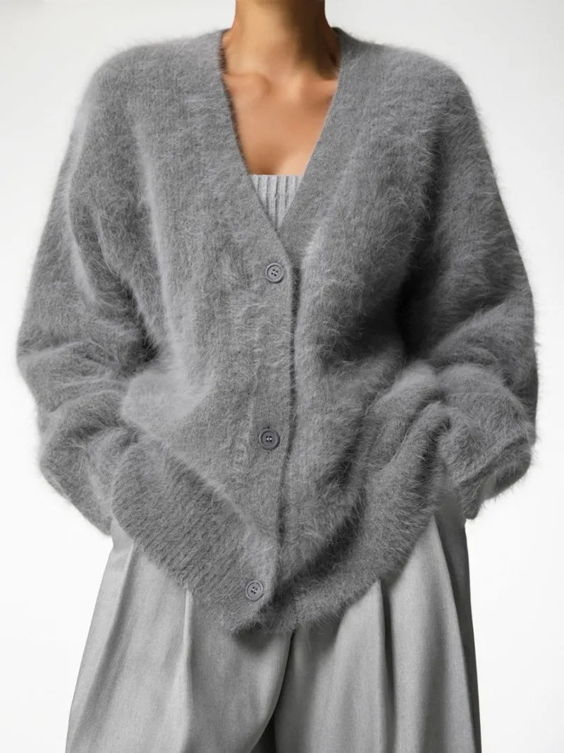 Women's Knitted  V Neck Loose Long Sleeve Sweater Cardigan