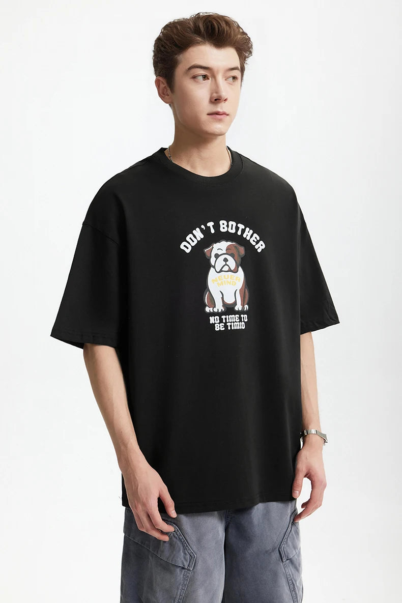 Men's French Bulldog Fun American Vintage 100% Cotton Heavyweight Casual Short Sleeve T-Shirt