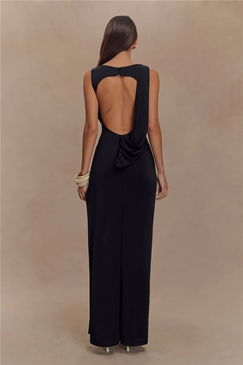 Backless Knit Tank Maxi Dress