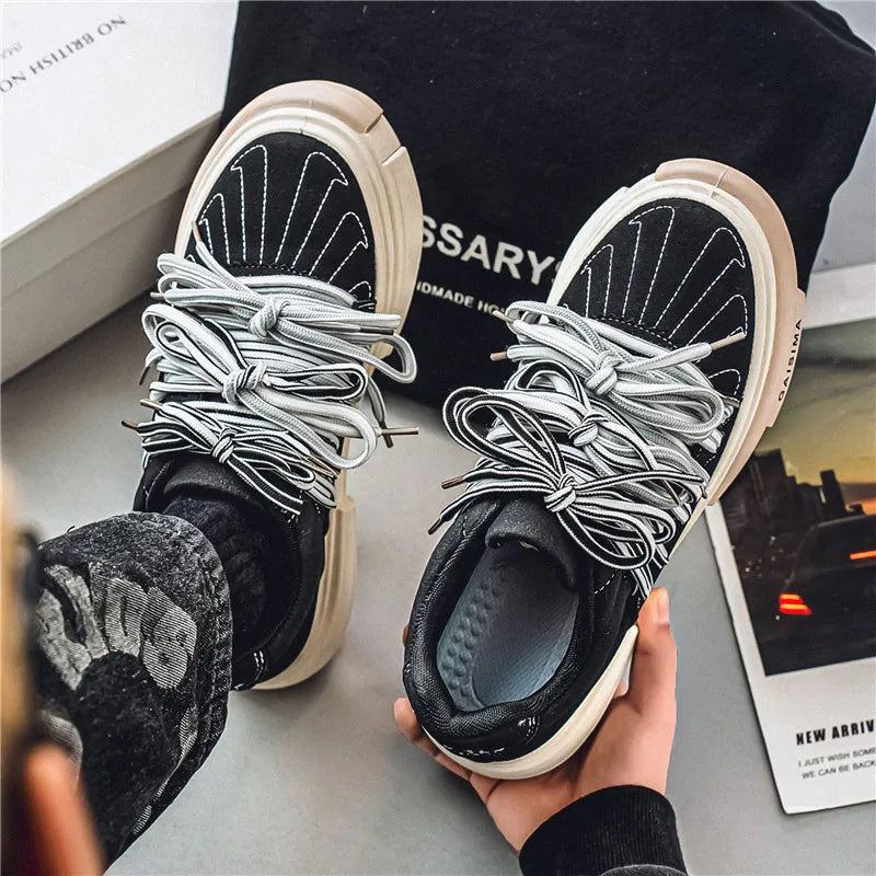 Men's Casual strap Design  Skateboard Trainers Sneakers