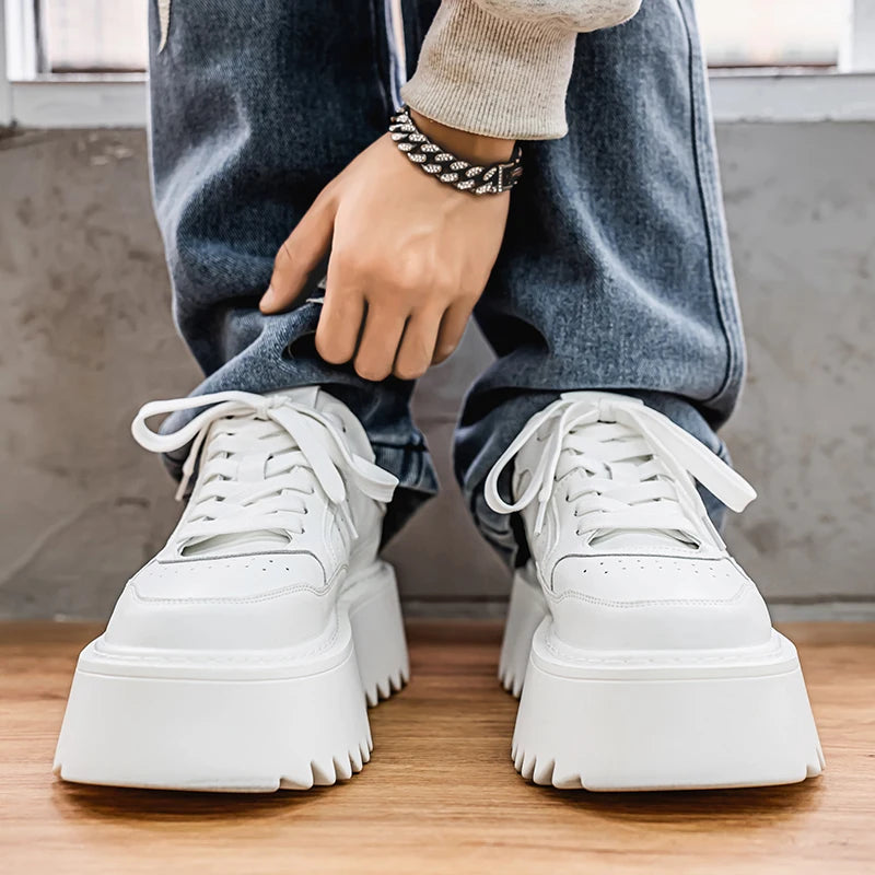 Men's Platform Skateboard Vulcanized Lace Up Sneakers