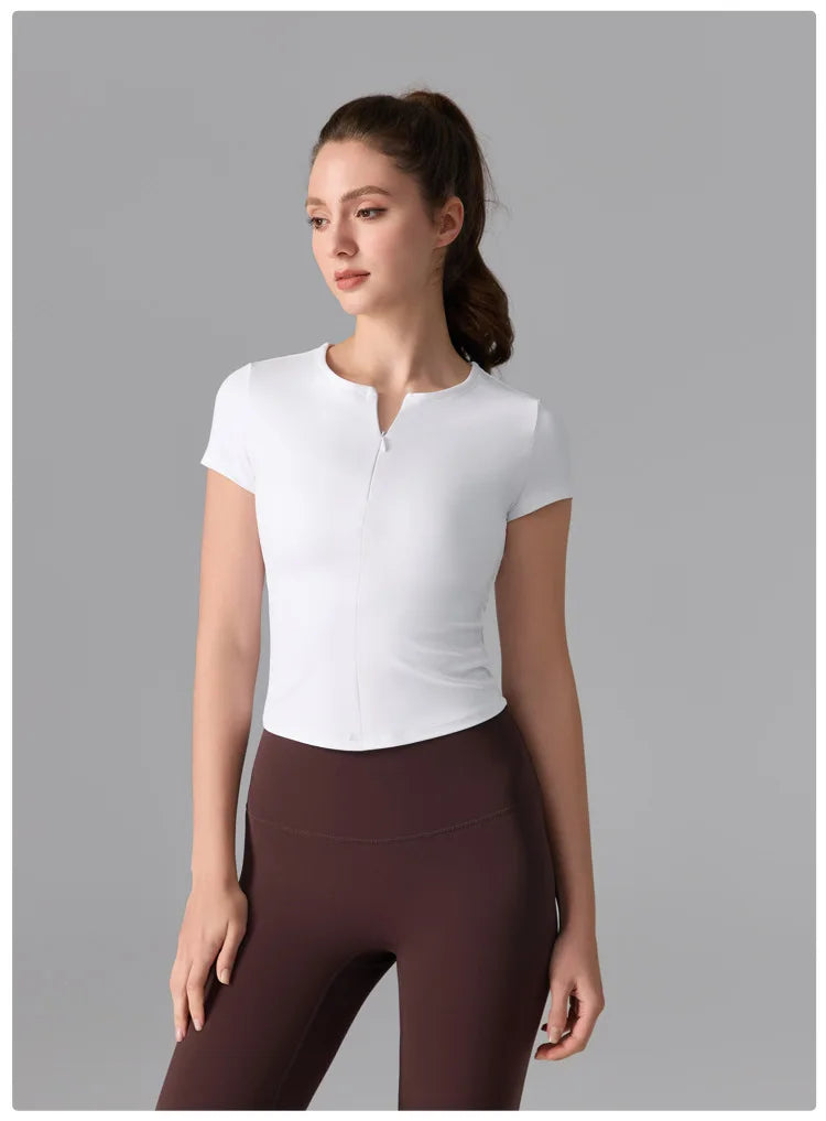 Women's Quick-Dry Yoga T-Shirt - Breathable Slim Fit Athletic Top