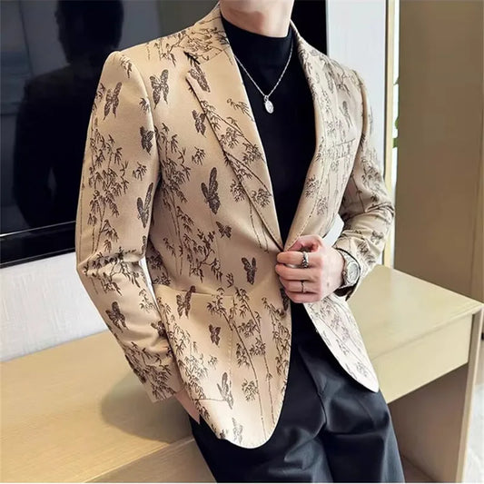 Men's Print Slim Fit Blazer Jacket