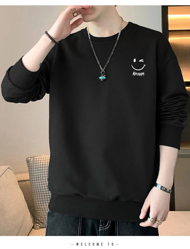 Men Long sleeved Round Neck Pullover Sweatshirt