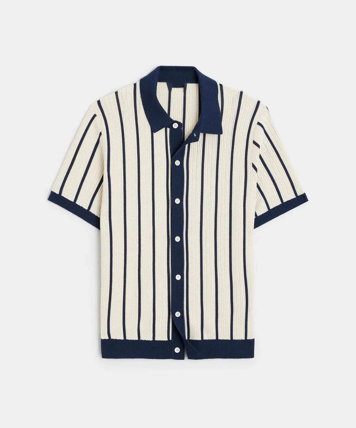 Men's Summer Striped Knit Polo Patchwork Short Sleeve Turn Down Collar Smart Casual Shirt