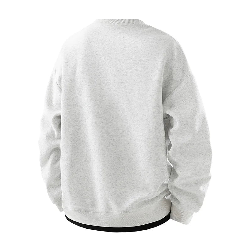 Men's Patchwork Sports Sweatshirt - Loose O-Neck Heavyweight Hoodie for Spring Autumn