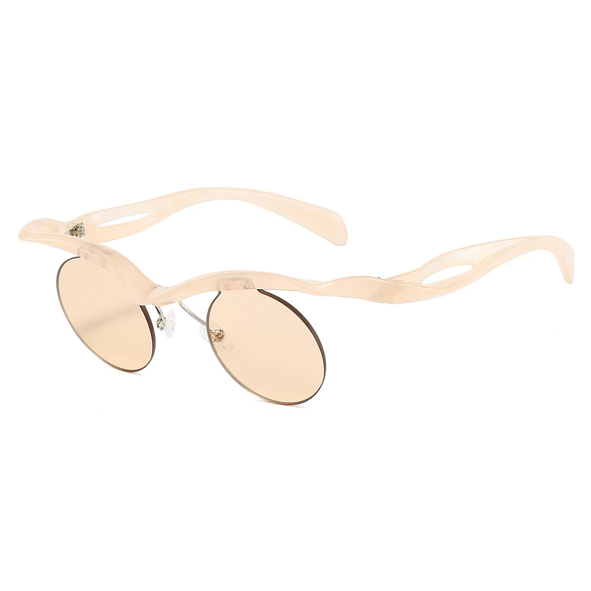 Unisex Irregular Semi-rimless Round Vintage Punk Anti UV Sunglasses