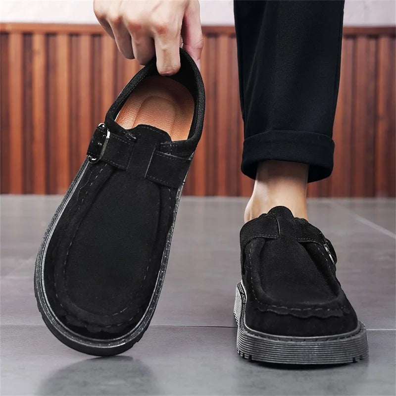 Men's Platform Sneakers - Buckle Closure Tennis Sports Shoes