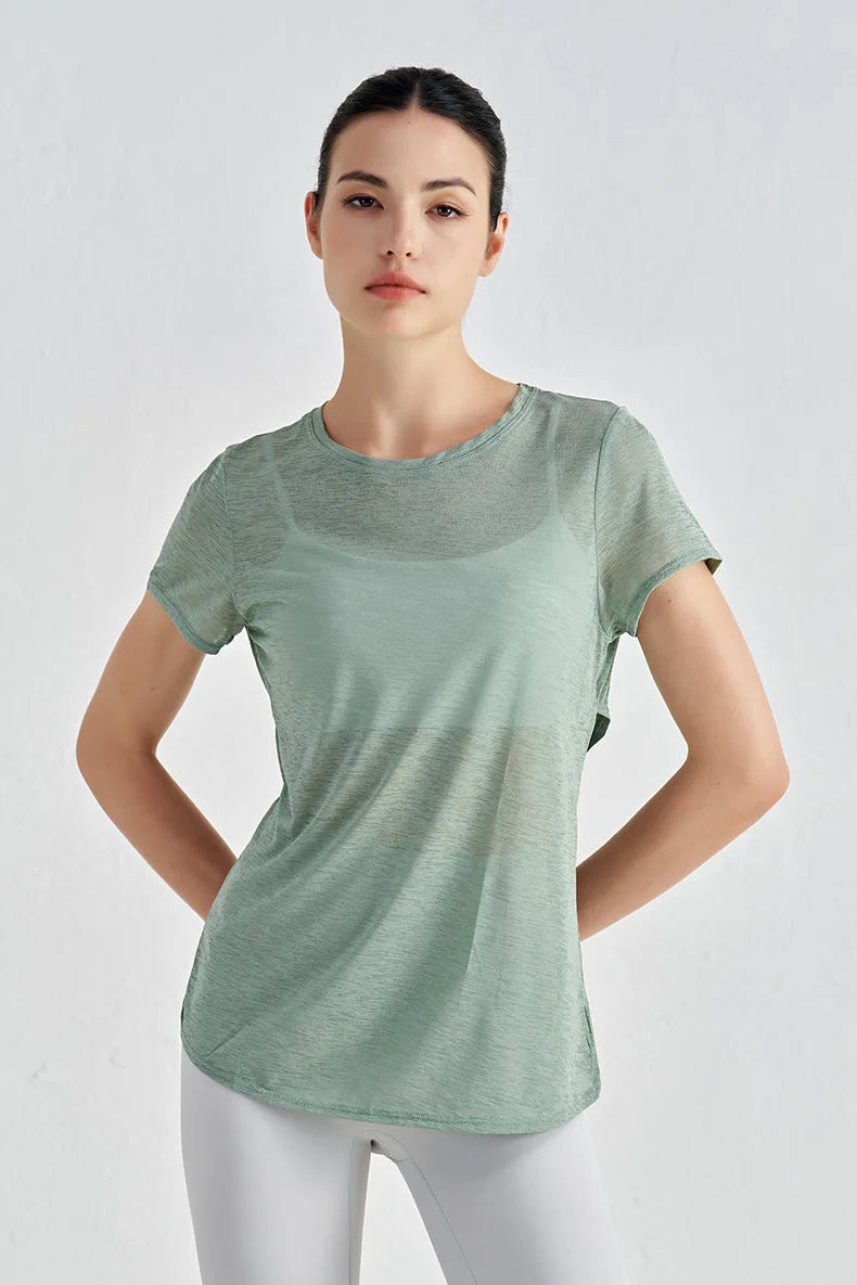 Polyester Sports T-Shirt - Breathable Yoga Running Fitness Top Plus Size