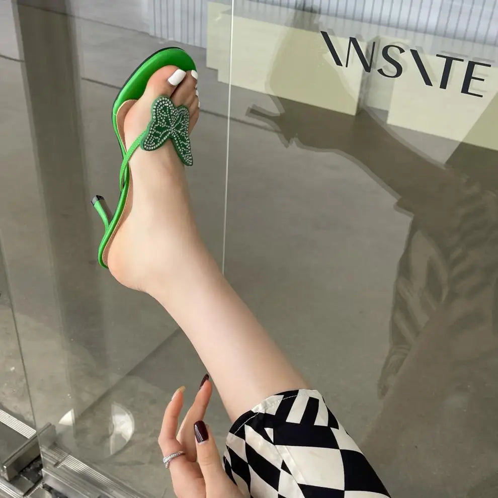 Women's Butterfly Flip Flops - High Heel Beach Sandals