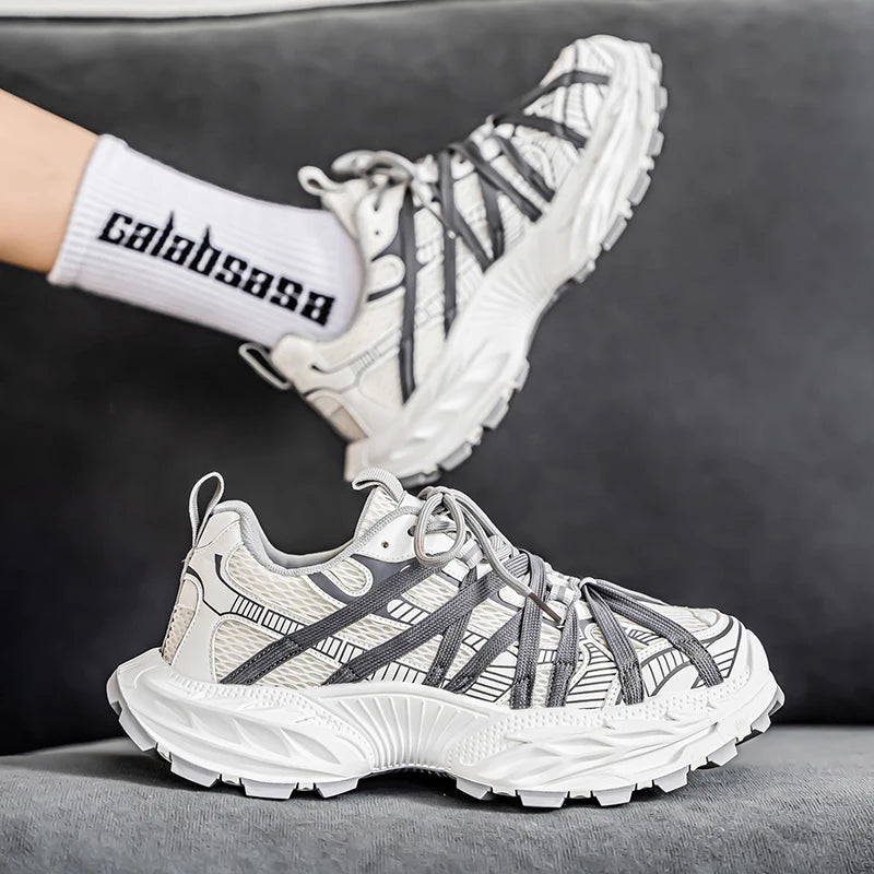 Men's Platform Strap Design Sneakers - High-Quality Sports Shoes