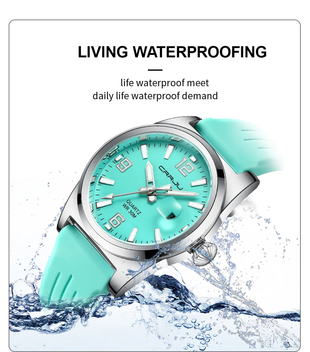 Casual Quartz Wristwatch - Waterproof Sport Watch with Silicone Strap & Luminous Display