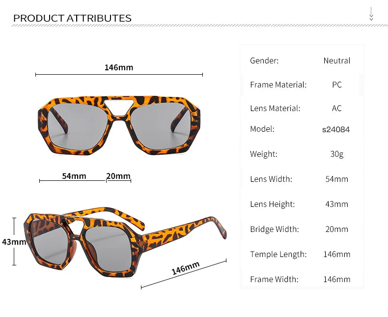 Women's 2pcs Set Fashion  Retro Square UV Resistant  Sunglasses