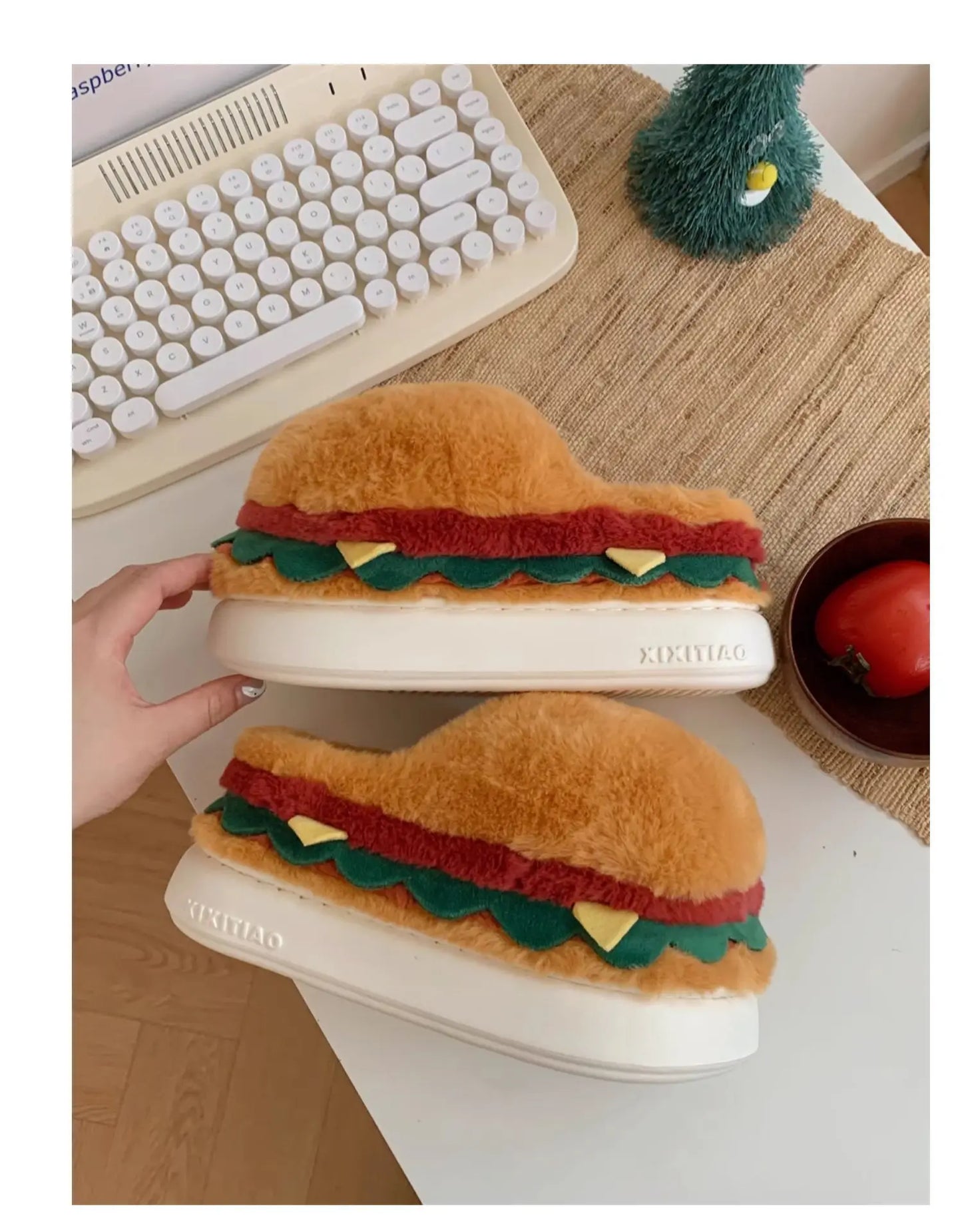 Hamburg Design Plush Slippers - Warm Non-Slip Indoor Slides