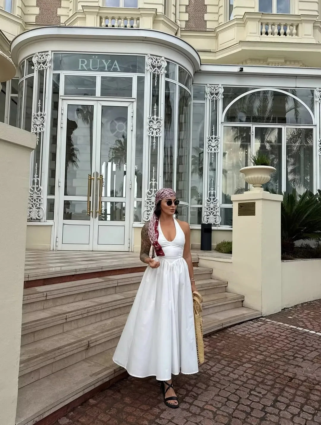 Backless Green Halter Dress - Elegant Low Waist A-Line Midi Dress