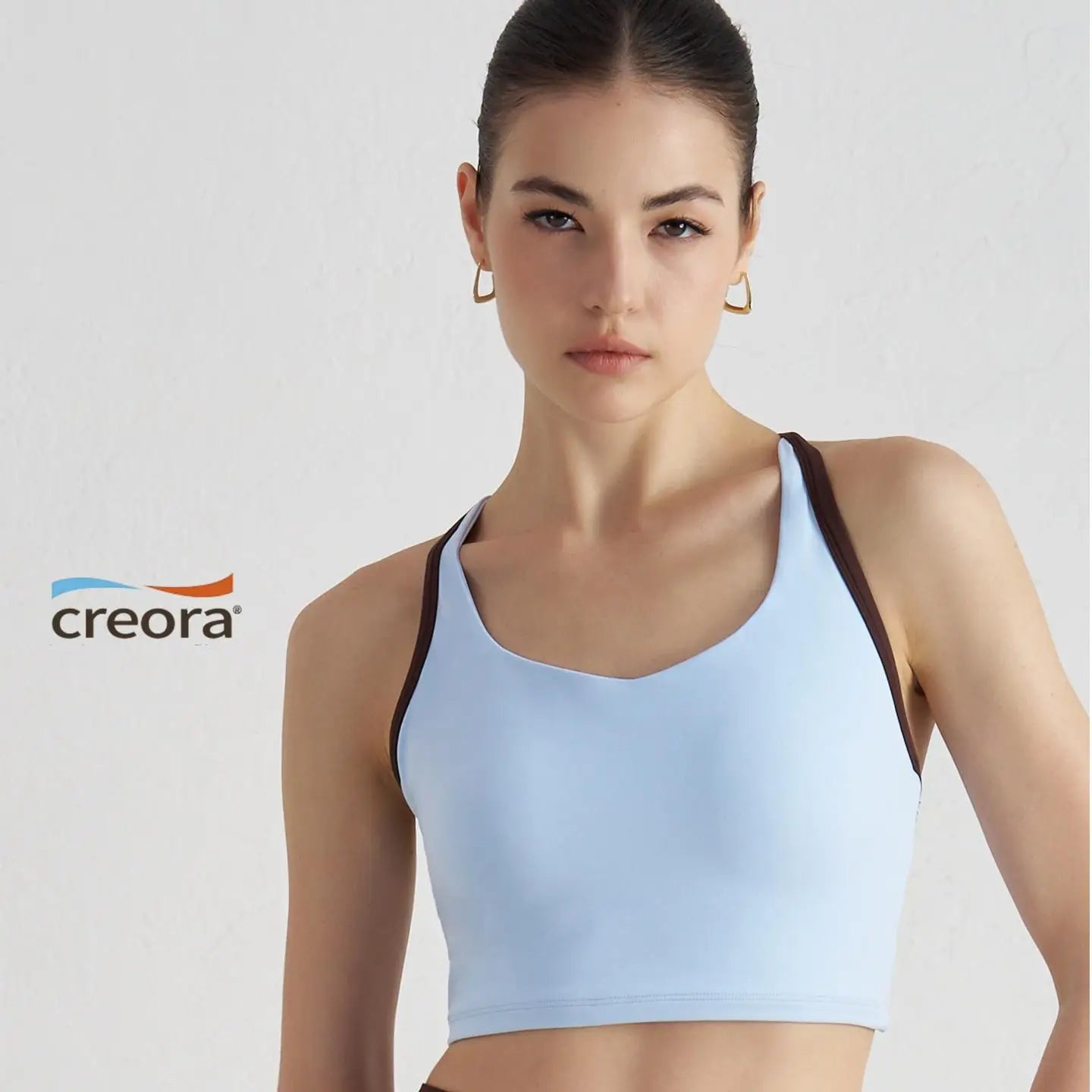 Two-Tone Nylon Sports Bra - Removable Chest Pad