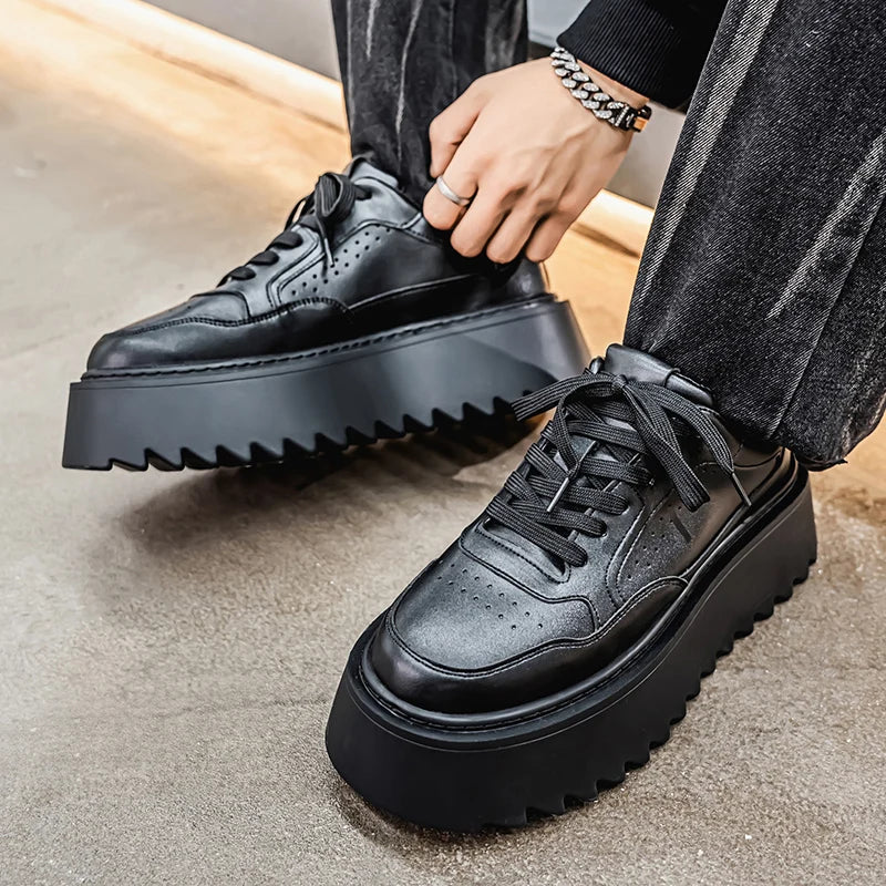Men's Platform Skateboard Vulcanized Lace Up Sneakers