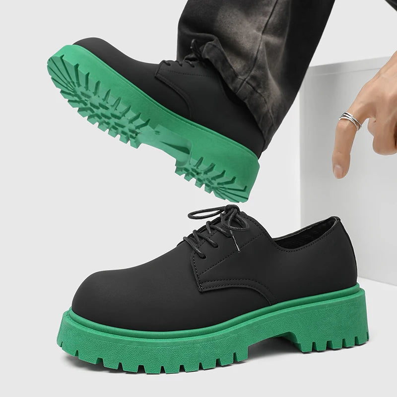 Platform Derby Shoes - Men's Genuine Leather Business & Casual Footwear