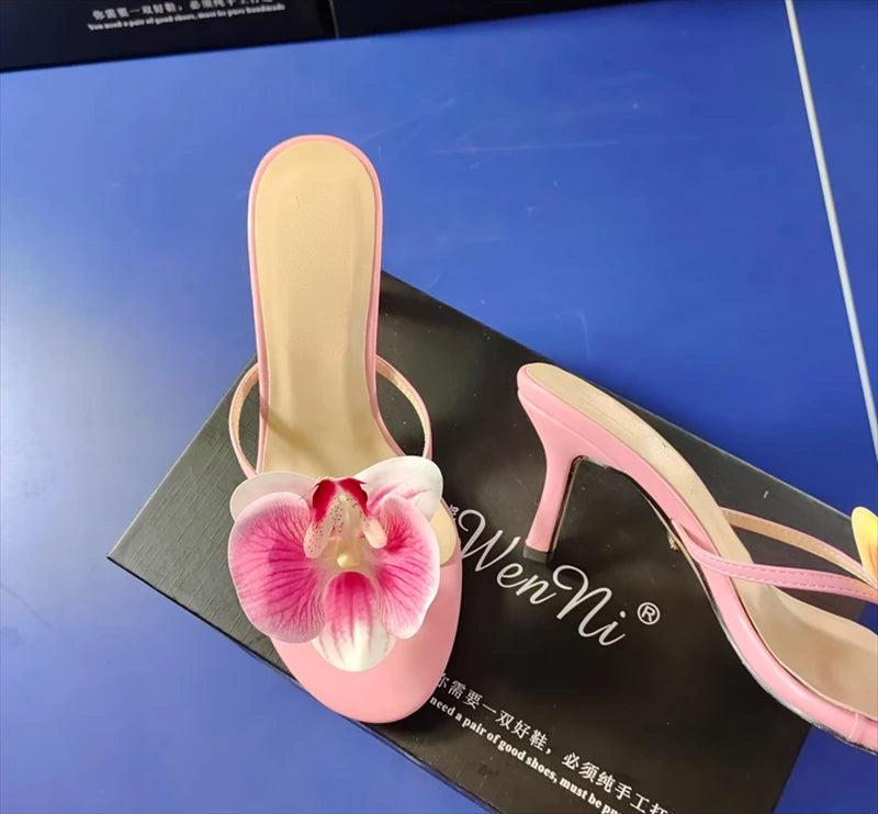 Women's Butterfly Flip Flops - High Heel Beach Sandals