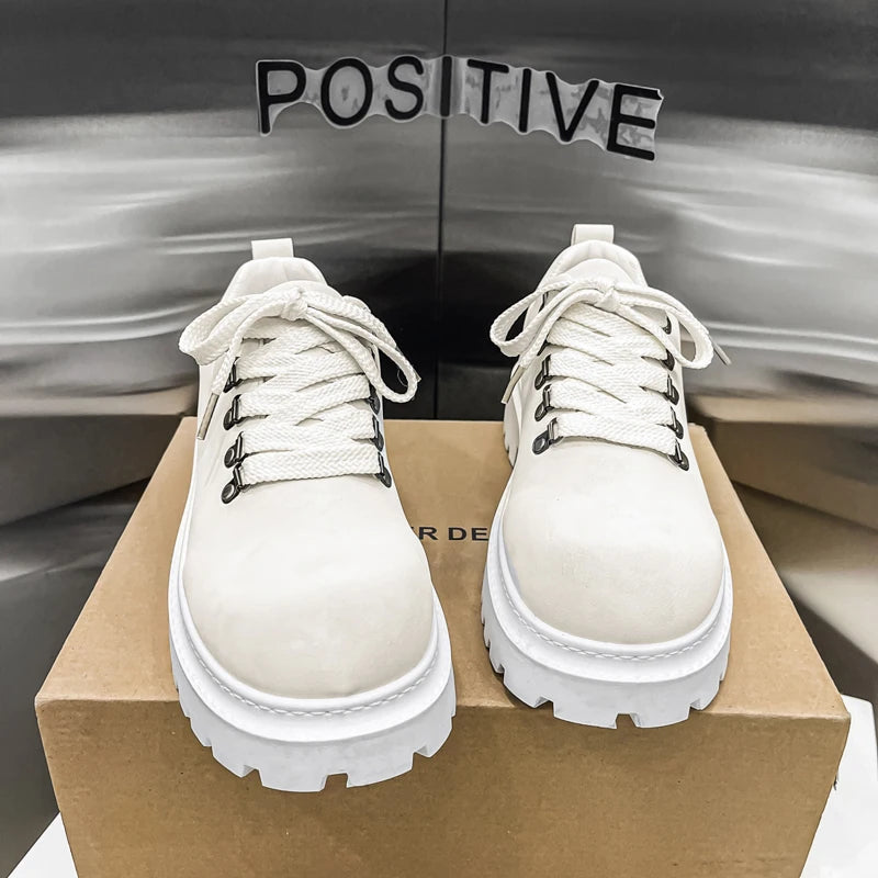 Men's Platform Suede Leather Lace-up Derby Shoes