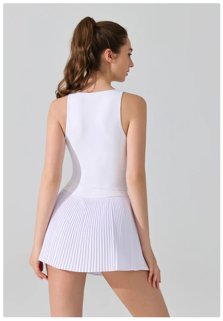 Women's Two-Piece Fitness Set - Yoga Top & Tennis Skirt Workout Outfit