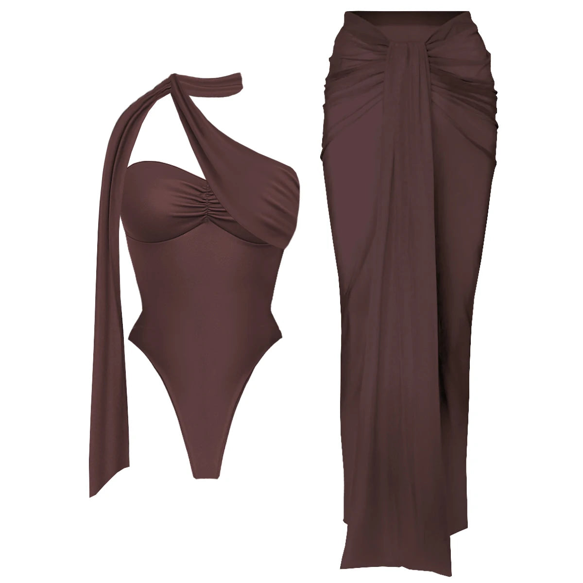 Bandage One-Piece Swimsuit with Skirt - Bodysuit Monokini