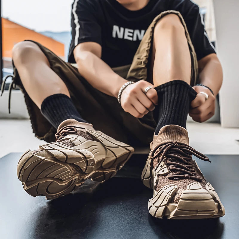 Men's Sports Mesh Sneakers Slip On Comfortable Lace Up Sneakers