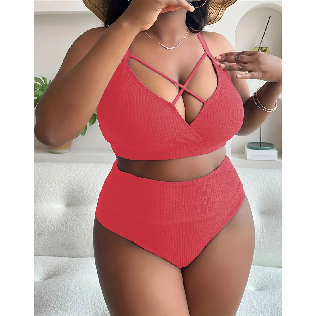 Ribbed Bikini Set Plus Size