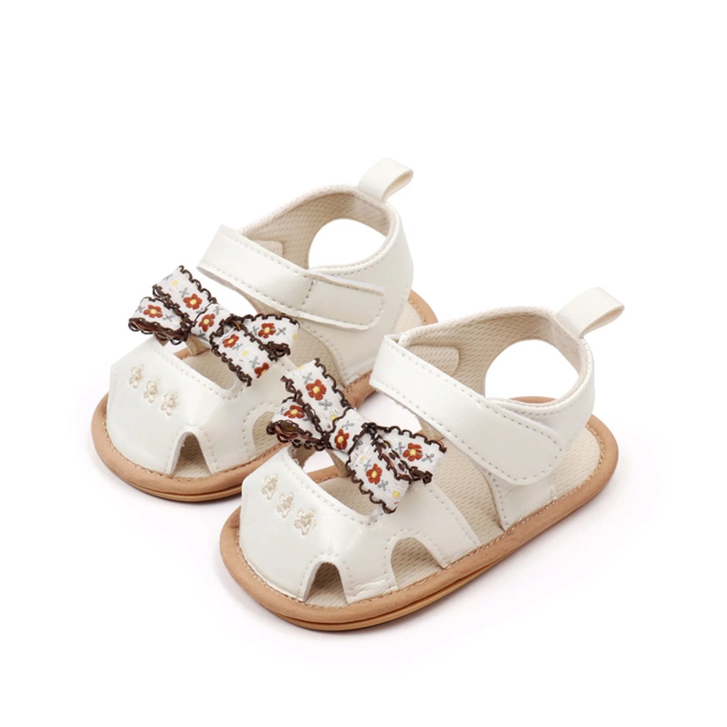 0-18M  Baby Girls Bows Sandals Shoes Floral Embroidered Hollowed out Summer Soft Sole Flats Walking Shoes