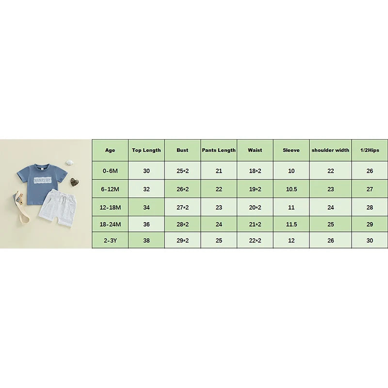 Casual Baby Boys Summer Clothes Set - Letter Embroidery T-Shirt & Shorts
