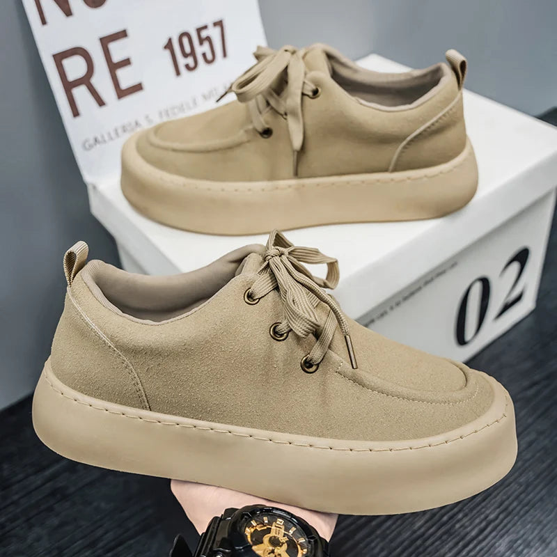 Men's Platform Suede Shoes Lace Up Shoes
