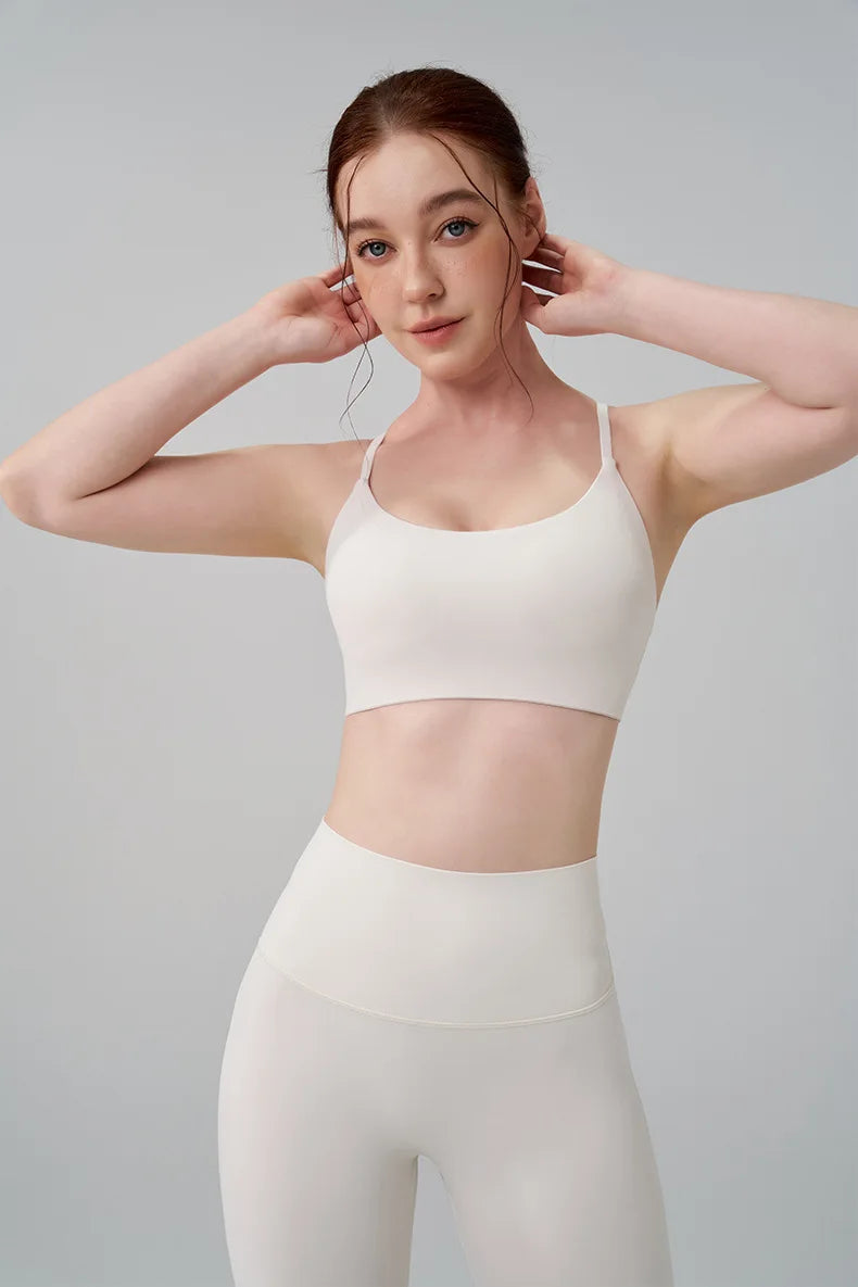 Nylon Spandex Yoga Bra Top - Removable Pads & Adjustable Straps