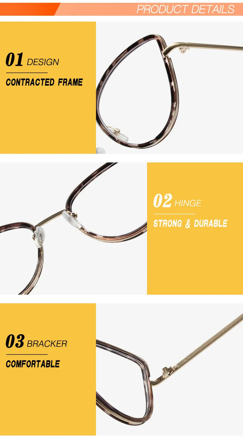 Fashion Cat Eye Eyeglass Frame - Anti Blue Light Prescription Compatible for Women