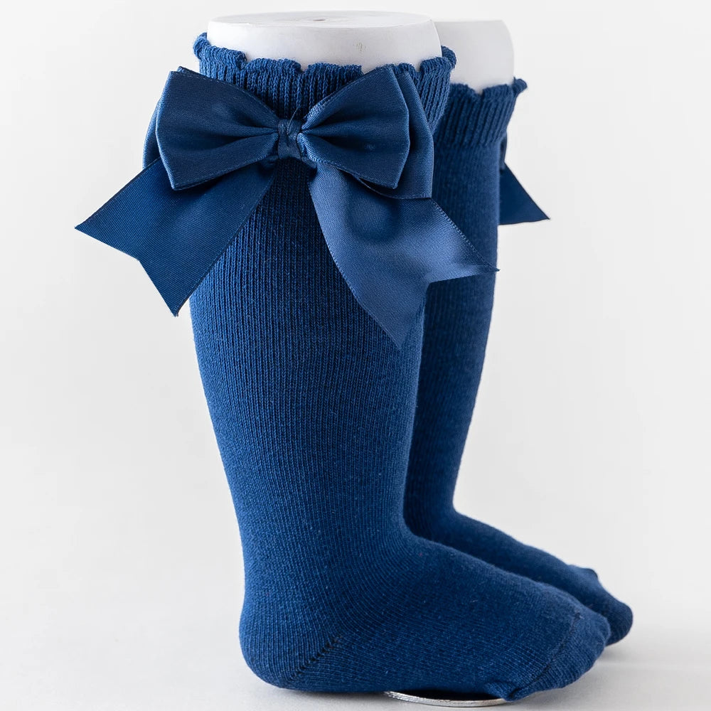 10 Colours Baby Girls Autumn Stockings 0-2Y Solid Mid-Calf Length with Bowknot