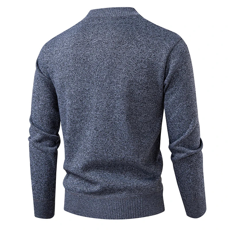 Men's Fleece Knit Cardigan - O-Neck Warm Casual Sweater Coat