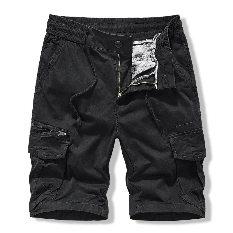 Men's Cotton Safari Shorts - Multi Pocket Knee Length Casual Shorts