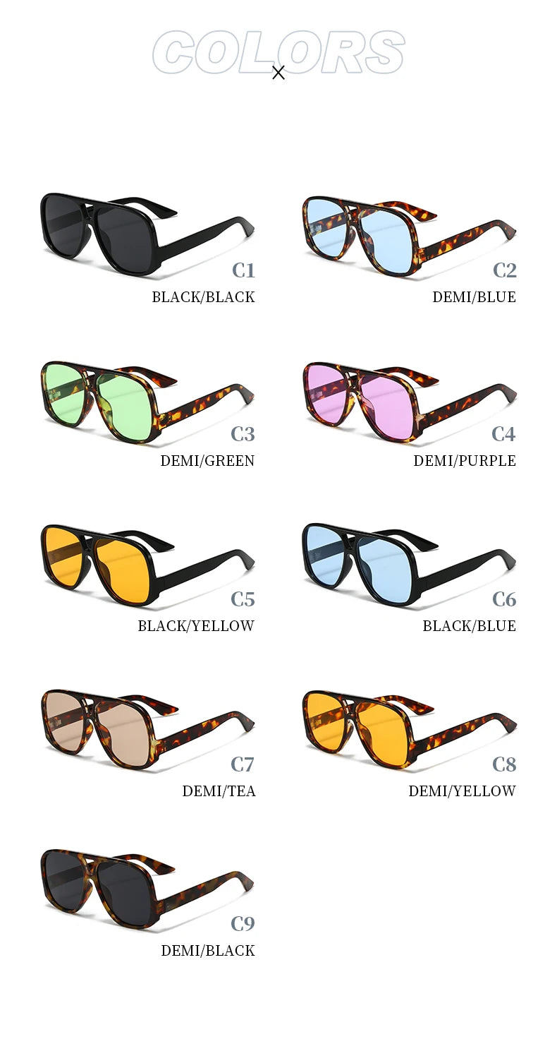 Unisex 1/3pcs Oversized  Double Bridges Sunglasses UV400