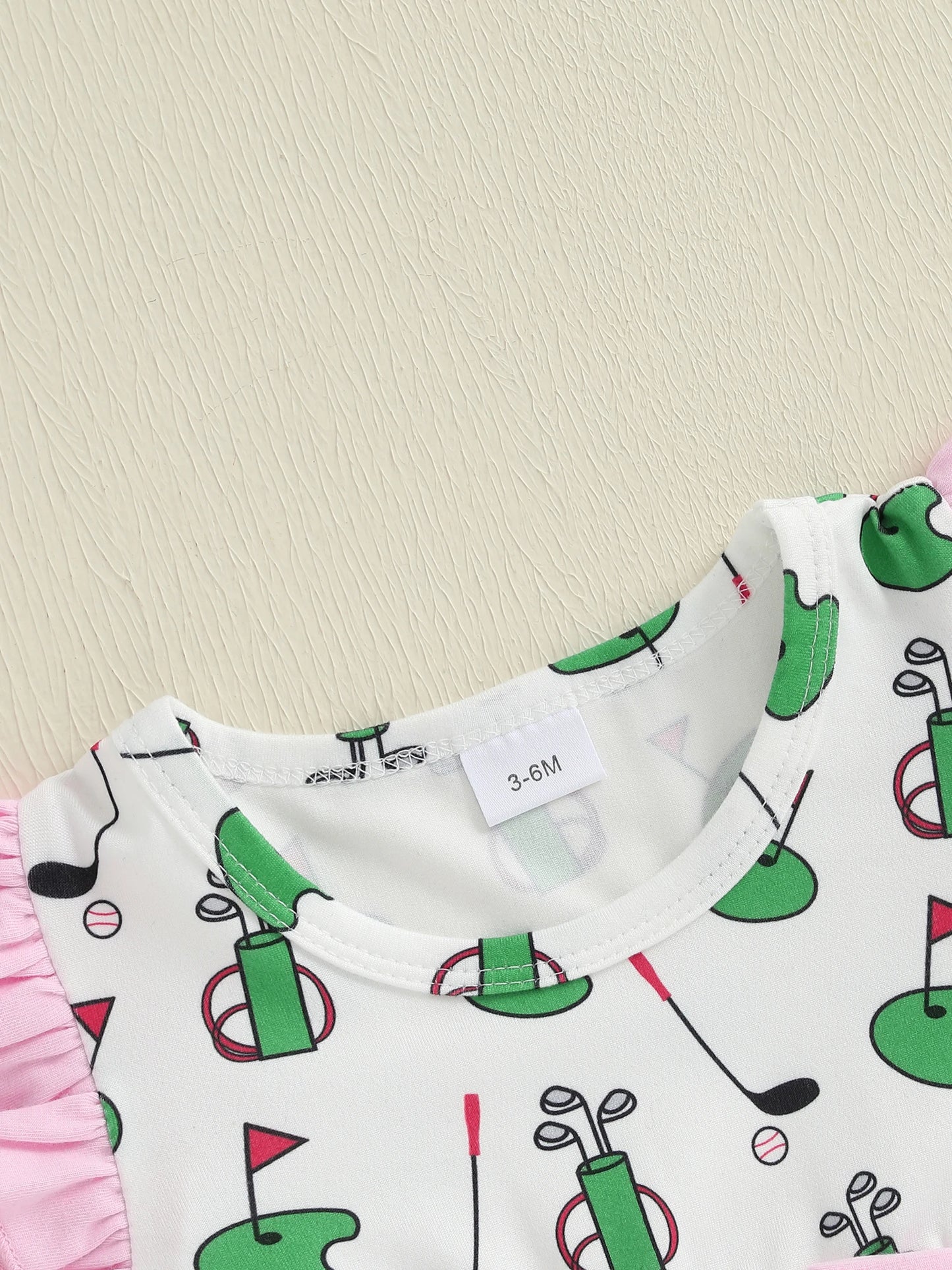 Baby Girls' Romper Dress - Golf Print Bowknot Ruffles Fly Sleeve Bodysuit