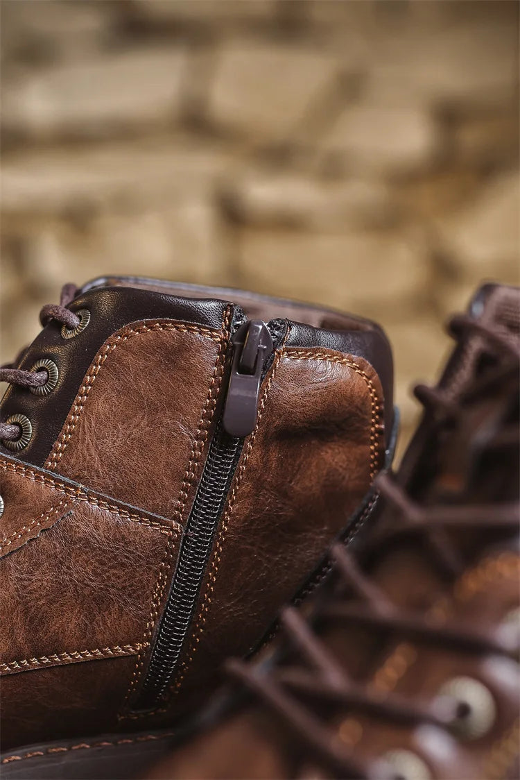 Men's Autumn Platform Boots - High-Top Lace-Up Ankle Sneakers