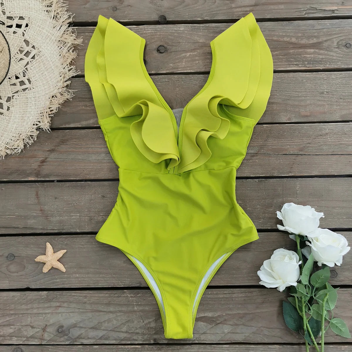 Women's  Ruffle Print Floral One Piece Swimsuit