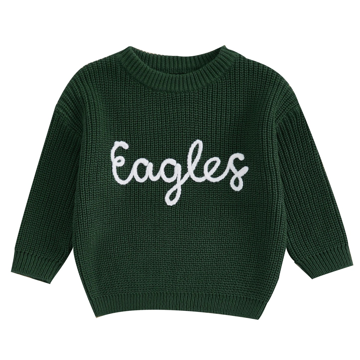 0-3Y Autumn Winter Baby Boys Girls Knit Sweater  Letter Embroidery Crew Neck Long Sleeve Pullover Top