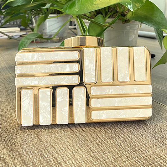 Women's Gold Clutch Purse Shoulder Crossbody Handbag
