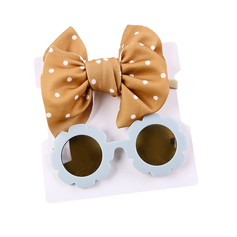 Kids Girls Sunglasses Headband 2pcs Sets Lightweight Sunglasses for Toddler