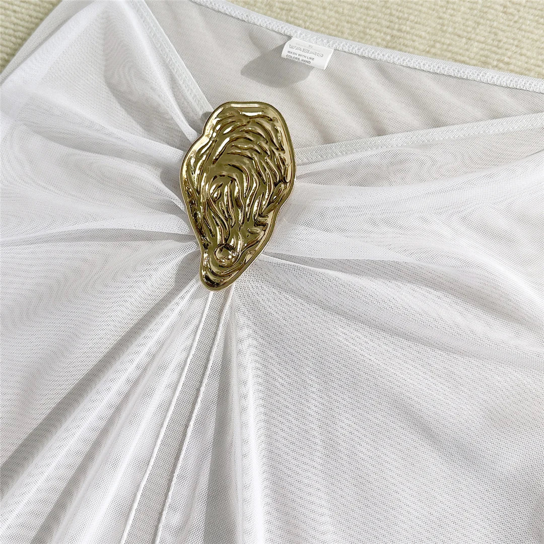 Metal Ring Bikini Set with Skirt