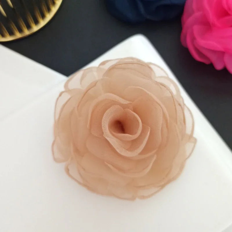 Elegant Fabric Silk Flower Brooch - Purple