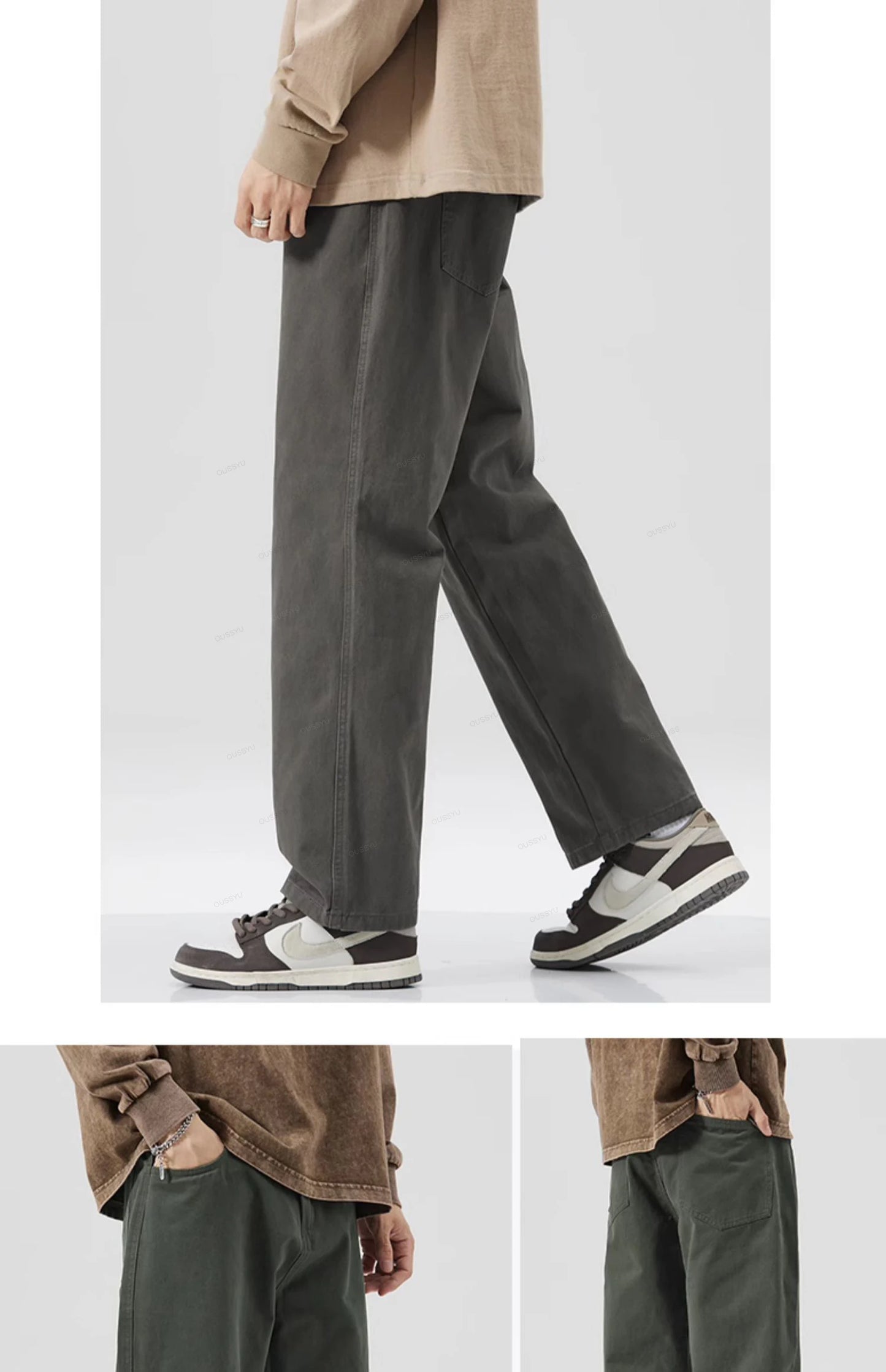Men's 100% Cotton Wide Leg Casual Trousers | Elastic Waist Year-Round Pants M–XXXL