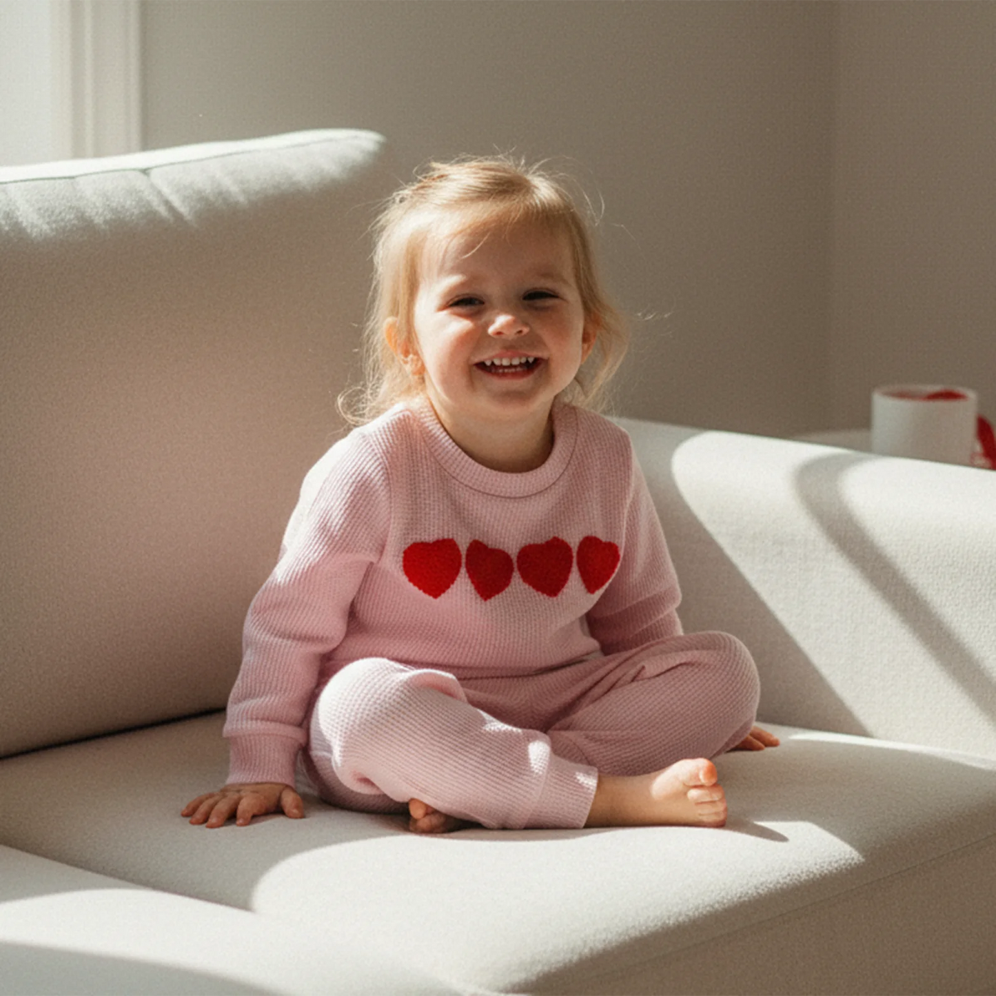 Toddler Baby Girls Valentine's Day Heart Print Long Sleeve Pullover and Pants Set