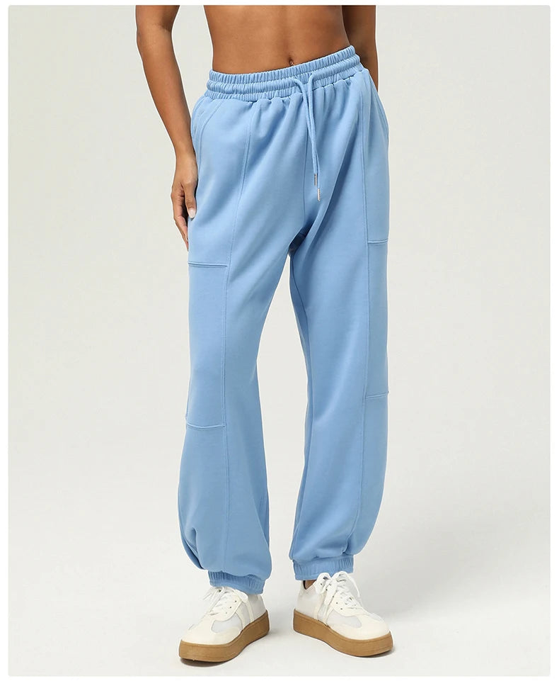 Women's Loose Drawstring Jogger Sweatpants — Breathable Pocket Sports Trousers