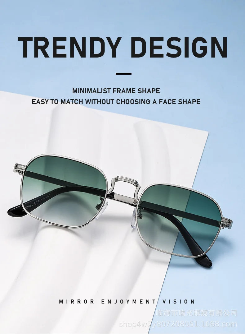 Retro Square Oval Metal Sunglasses - UV400 Protection for Women & Men