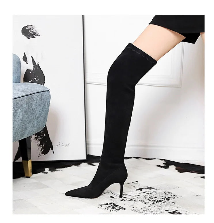 Women's Over-the-knee 8.5 Cm High Heel Plush Suede Long Boots